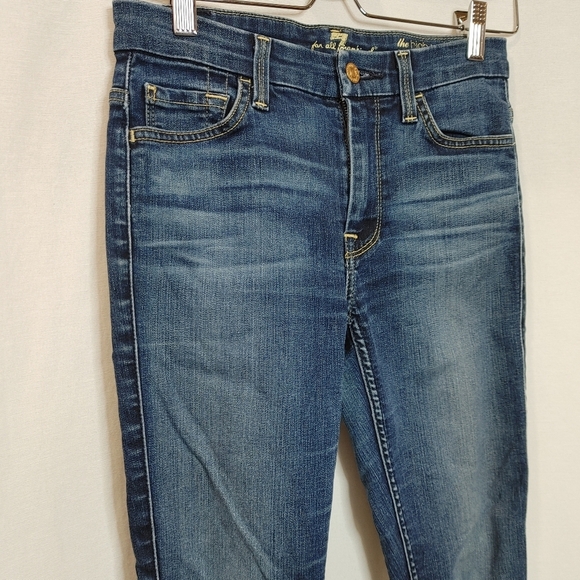 Seven 7 for all Mankind The High Waist Ankle Skinny Size 24 Dark Whiskering - Picture 4 of 11